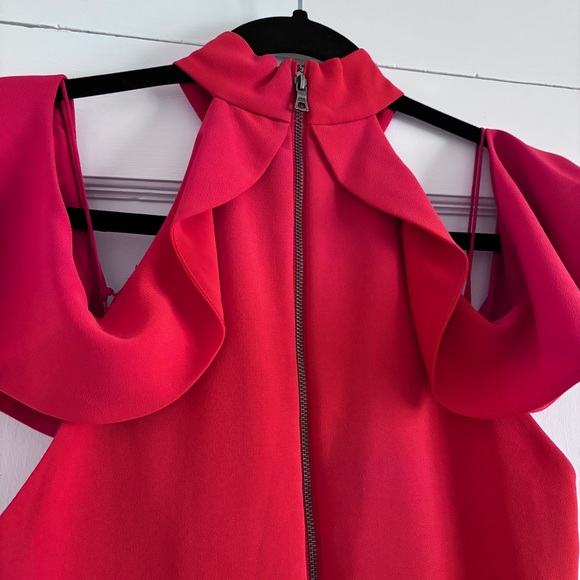 Alice + Olivia Red Ebony Cold Shoulder Mini Dress Size 4 - Picture 10 of 15